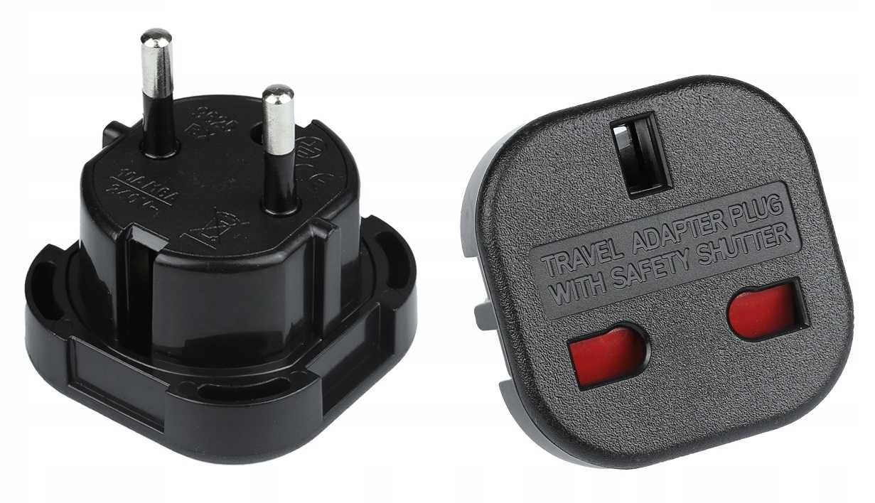 Adapter sieciowy 230V UK na EU Gniazdo Anglia - Wtyczka Europa