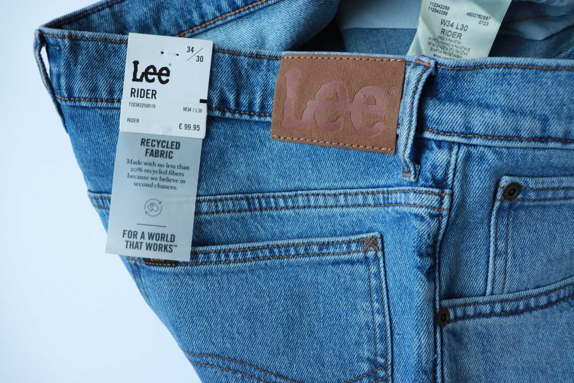LEE RIDER W34 L30 męskie spodnie jeansy slim straight nowe okazja