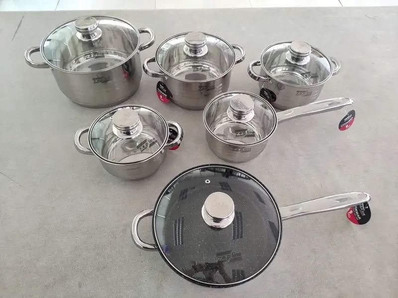 Набір посуду з 12 предметів, набор посуды из нержавеющей стали