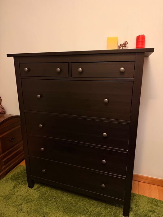 Cómoda c/6 gavetas HEMNES (preto-castanho)