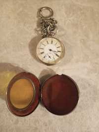 Zegarek kieszonkowy cylinder z etui i dewizka