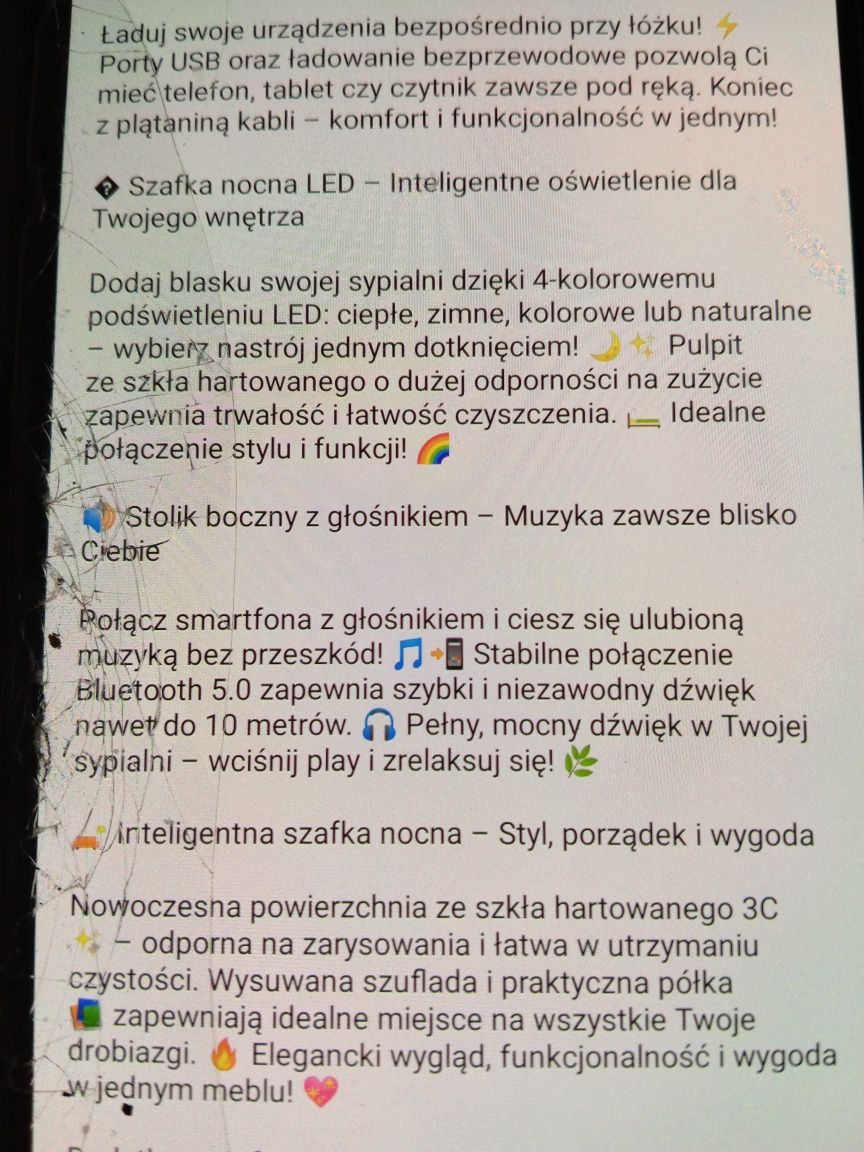 Inteligentny stolik nocny ,szafka nocna ze stacją ładująca led