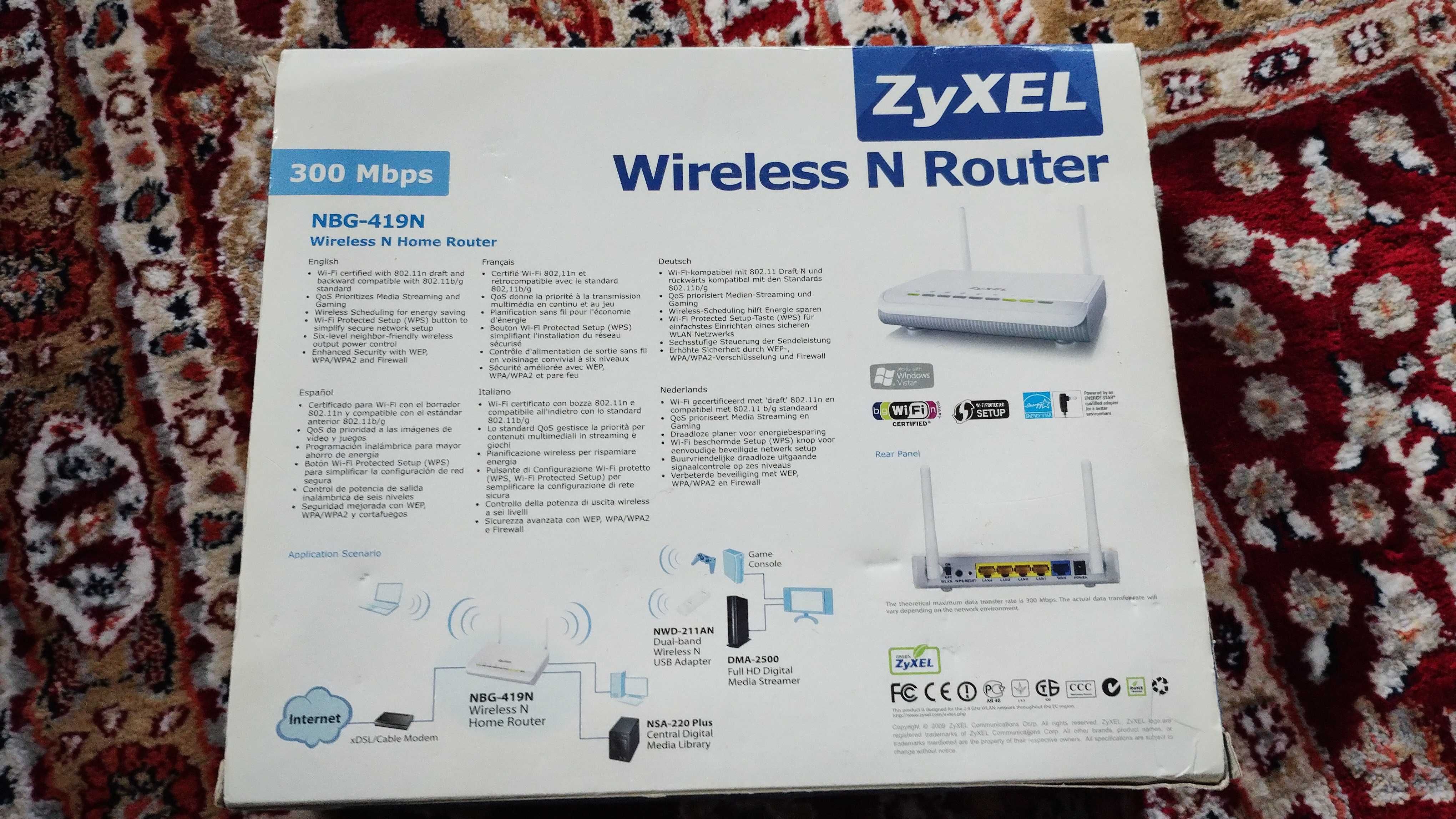 Zyxel NBG-419N router bezprzewodowy i Adapter Wifi USB