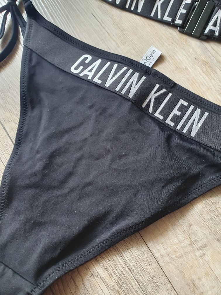 Strój kostium kąpielowy Calvin Klein r. S wiązany czarny oryginalny
