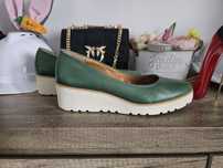 Buty Ryłko 38 zielone skóra naturalna