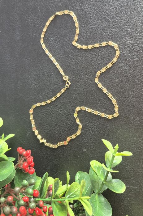 Piękny złoty łańcuszek 585 o podwójnym blaszkowym splocie Długość 45CM