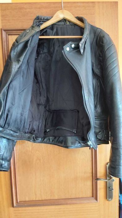 Casaco de mota em couro vintage tam 52/L