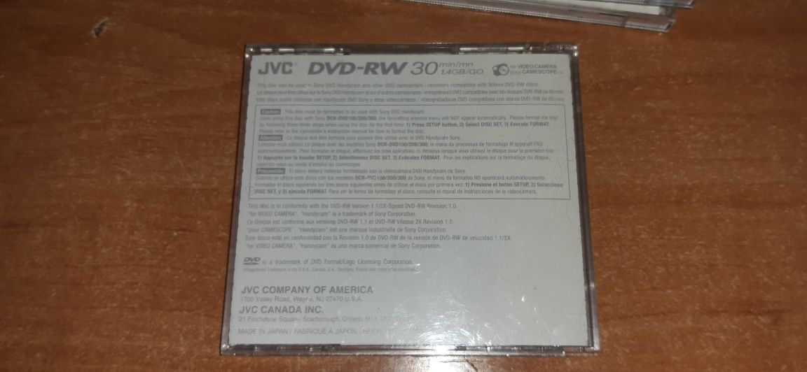 Диск JVC DVD-RW 1.4GB мини на видеокамеру