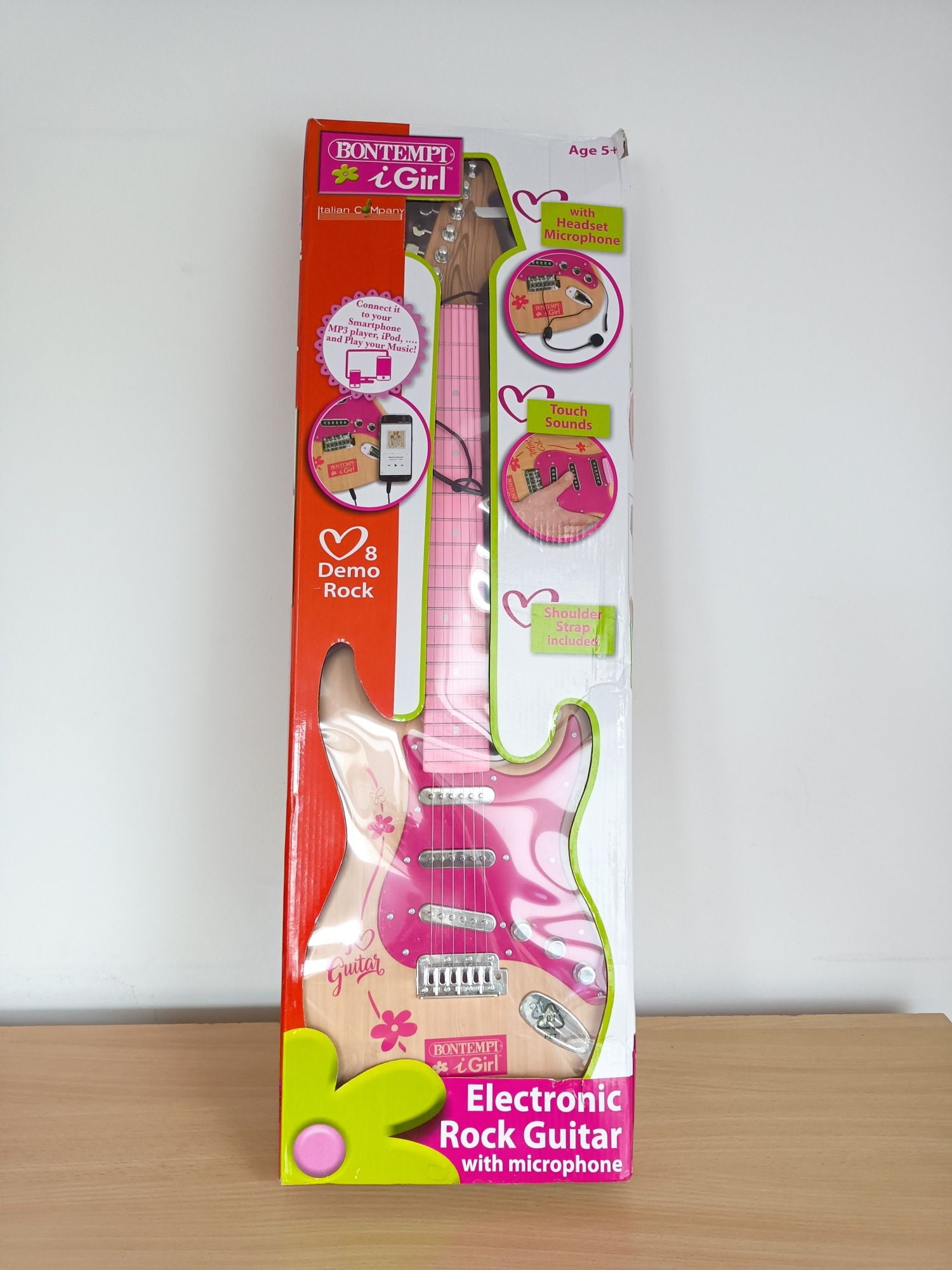 Gitara elektoniczna różowa Rock gitar Bontempi
