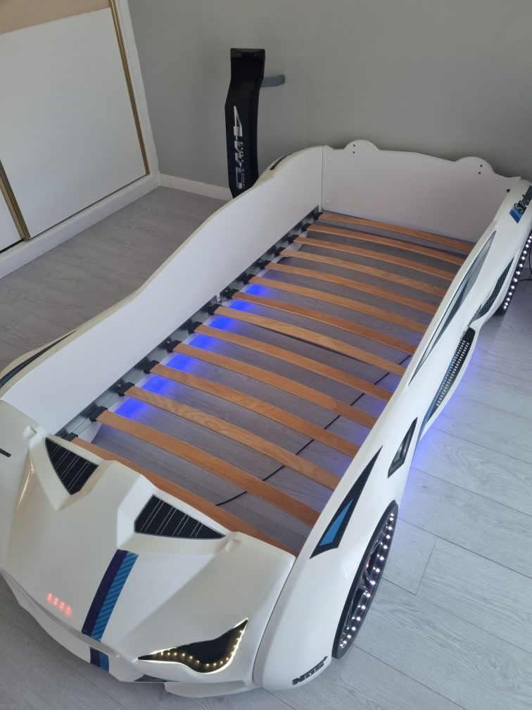 cama carro 90x190 com leds e música + colchão