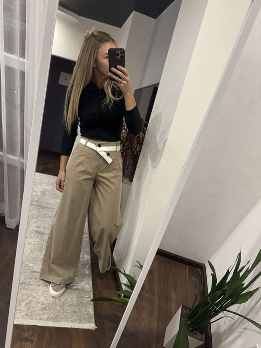 Штани бежеві легкі палаццо як zara xs s