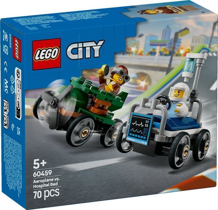 Lego City Zestaw Wyścigówek: Samolot Kontra Łóżko Szpitalne 60459