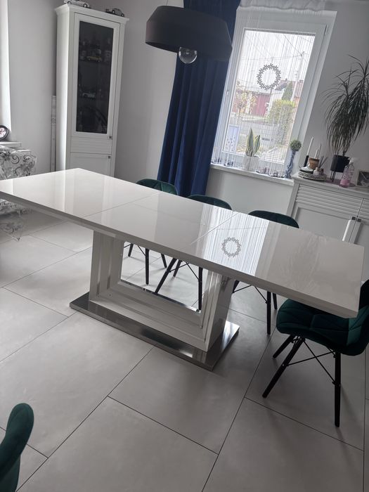 Oddam tylko dzis  Stol rozkladany bialy lakierowany