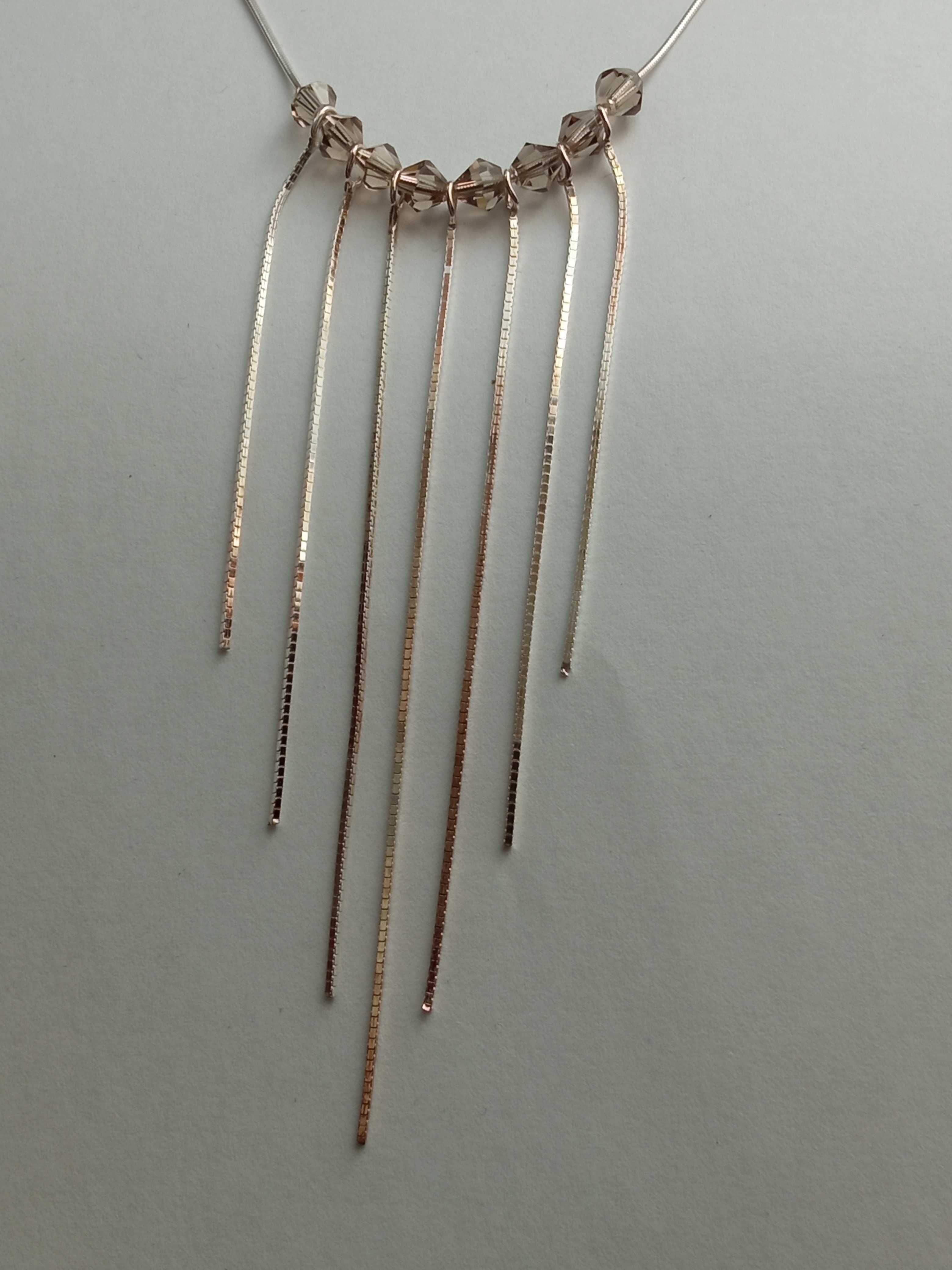 Damski naszyjnik srebrny z frędzlami 45 cm 4,7 g Srebrny łańcuszek