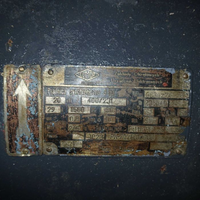 Agregat pradotworczy do ciagnika na walek wom 20kva pradnica elmor