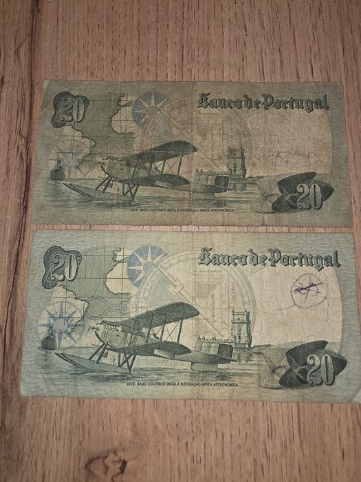 Notas de 20 escudos muito antigas