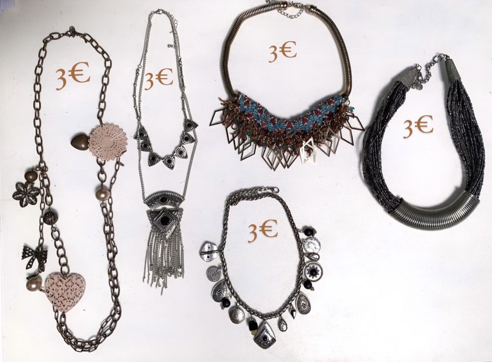 Bijuteria: colares, aneis, pulseiras e brincos