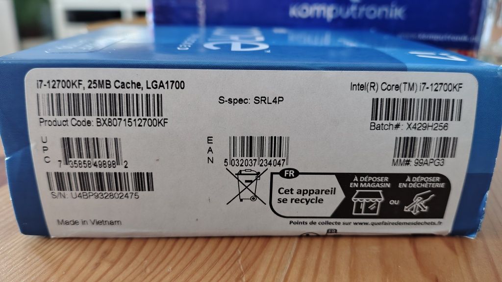 Intel i7 12700KF gwarancja ponad 2 lata