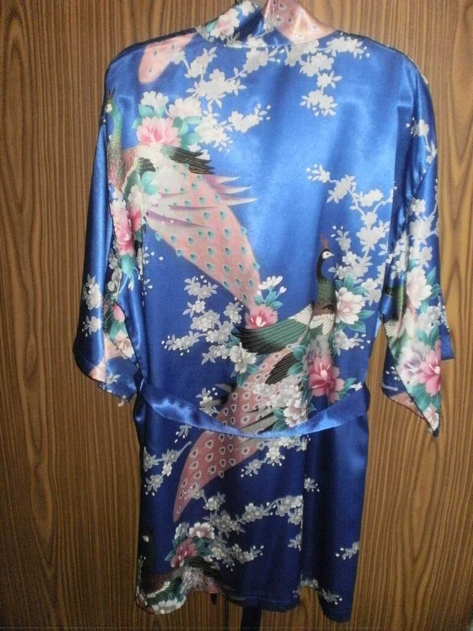 Szlafrok z jedwabiu w piękne wzory roz,  M/XL