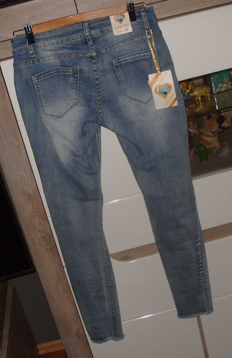 GOURD _ Jeansy cyrkonie ,siatka dziury_ r.30  S/M /L