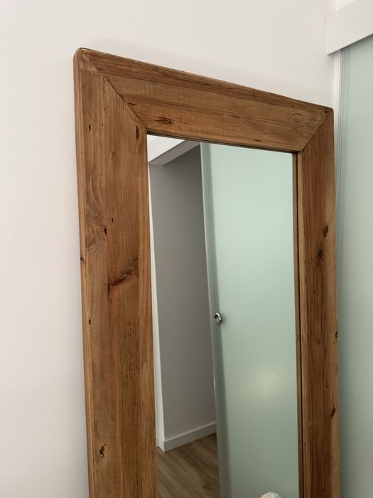 Espelho de corpo inteiro madeira maciça de acácia