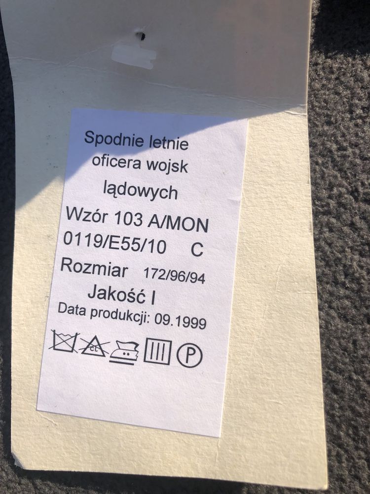 Spodnie letnie oficera wojsk lądowych  wzór 103a/mon 172/96/94