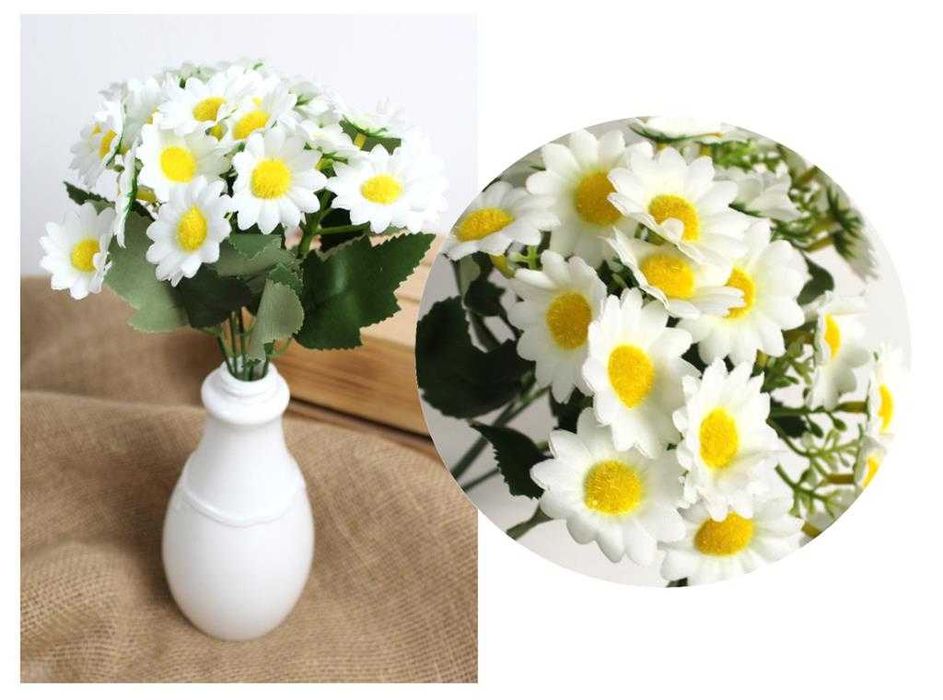 Sztuczny bukiet rumianek 29cm sztuczne białe rumianki kwiaty sztuczne