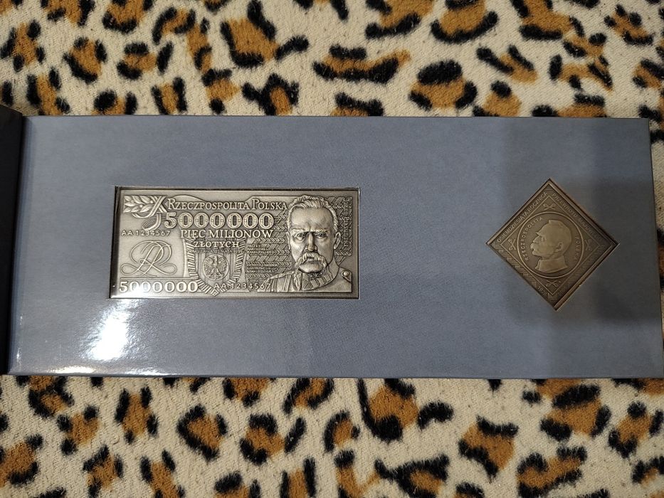 Zestaw Piłsudski banknot, miniatura i klipa