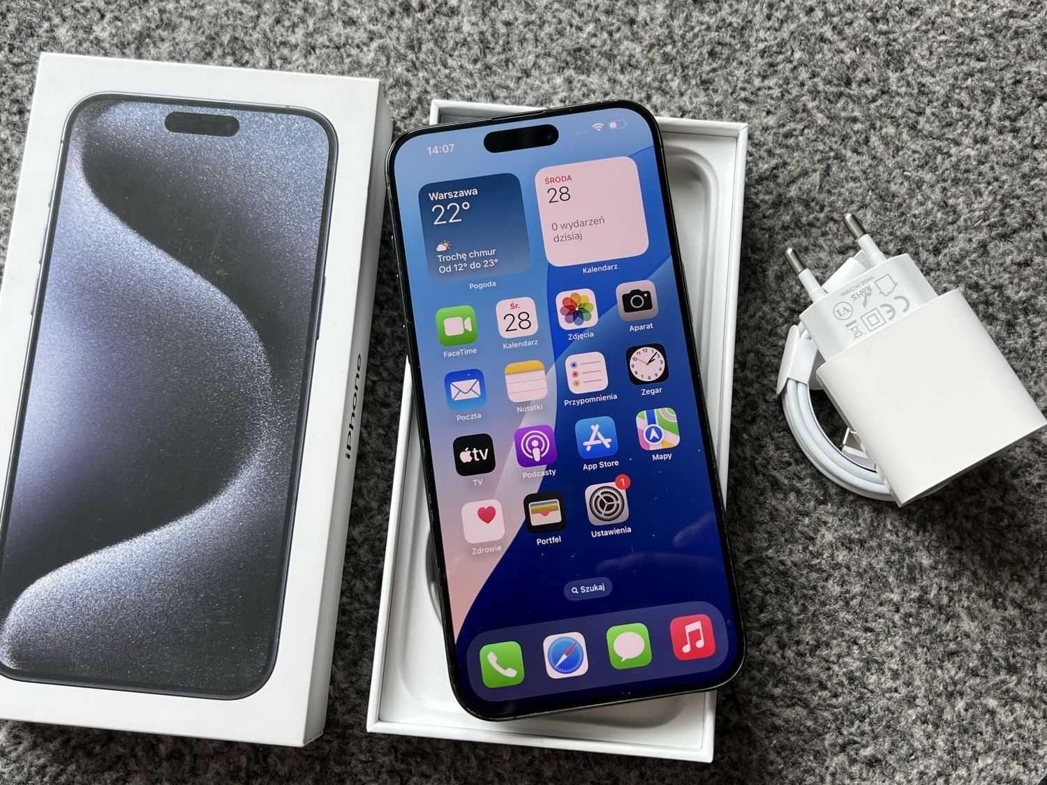 iPhone 15 Pro Max 512GB TITANIUM BLUE Niebieski Bat98% + SZKŁO FV23%