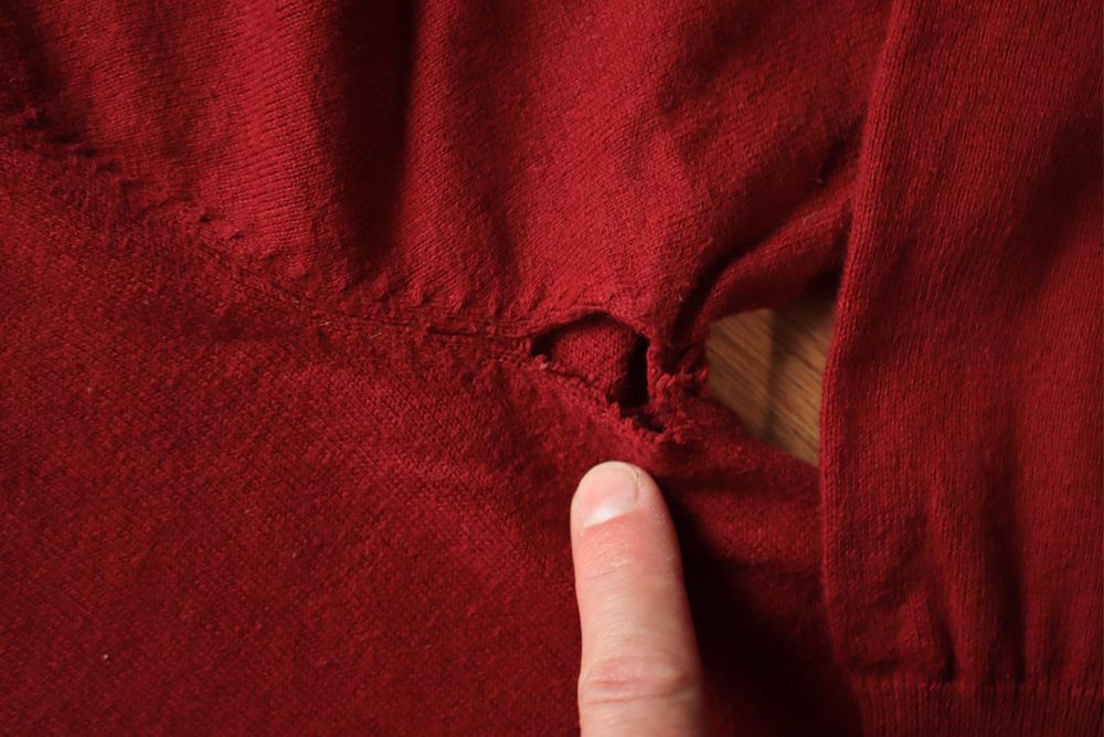 Sweter Sebago r. M czerwony męski okrągły dekolt bawełna kaszmir