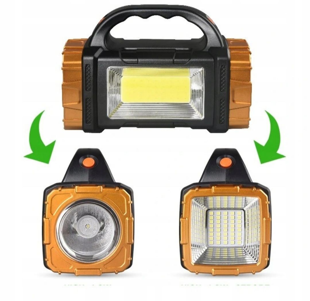 Latarka akumulatorowa solarna turystyczna 77 LED USB szperacz halogen