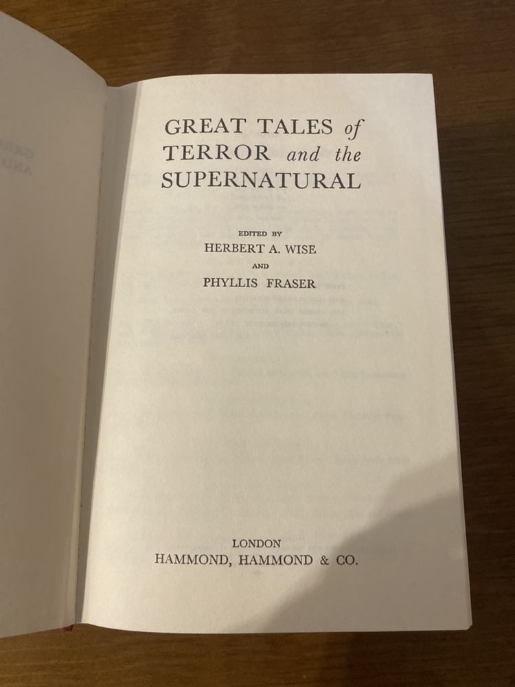 Livro Great Tales of Terror and the supernatural - Herbert A. Wise
