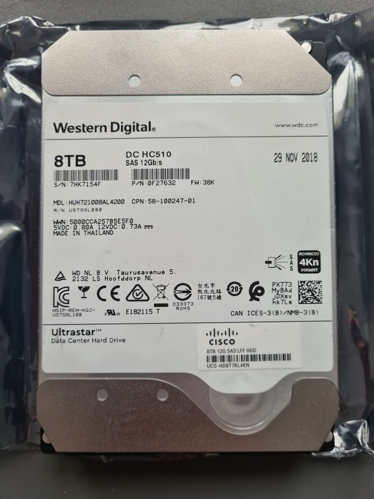 Western Didital 8TB 3,5' cache 256Mb dysk SAS HDD serwerowy 12Gb nowy