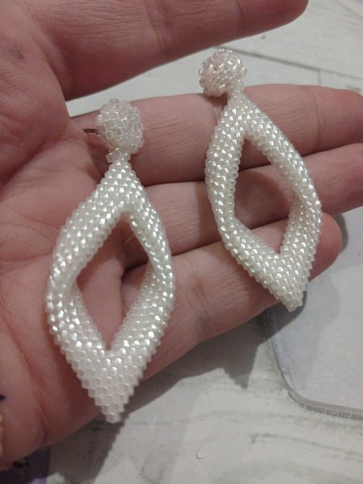 Сережки-листики з японського бісеру