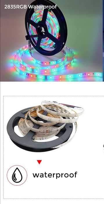 Стрічка світлодіодна 12в LED 5м 3529 RGB. Комплект. Водонепроникна.