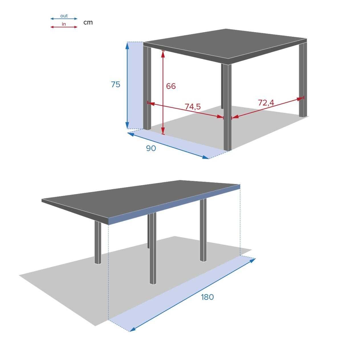 Stół ogrodowy aluminiowy rozkładany 90-180 cm atracytowy szklany