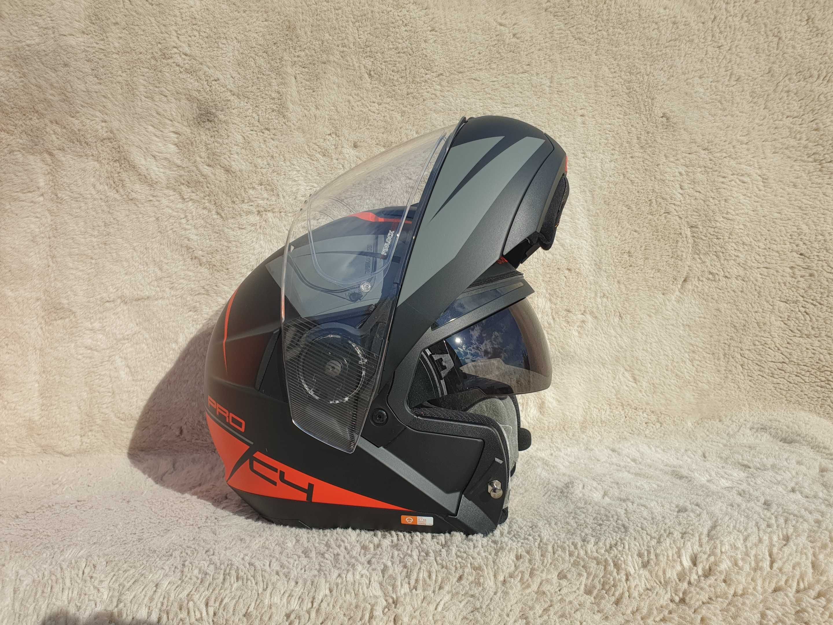 Schuberth c4 pro rozm.S  jak nowy, kask motocyklowy z blendą