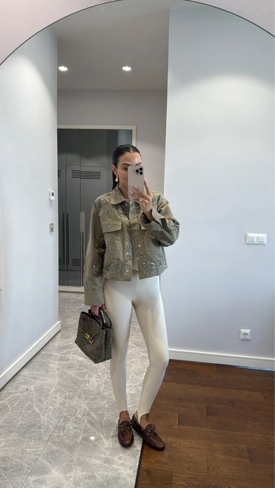 Молочні еластичні лосини зі штрипками, Туреччина, розмір 40/L