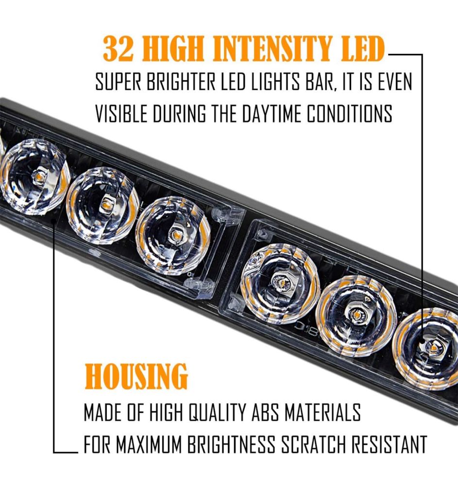 2 w 1 x 34 cale awaryjne swiatto stroboskopowe. 32 LED