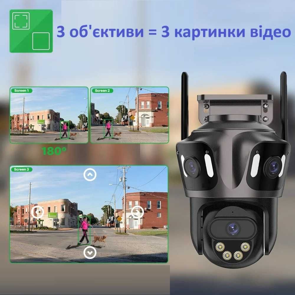 Besder 12MP iCsee Потрійна вайфай камера відеонагляду спостереження