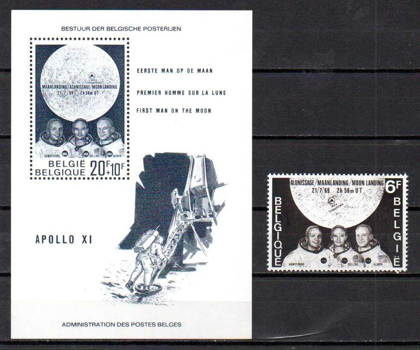 Znaczki Belgia Kosmos kosmonauci blok + znaczek