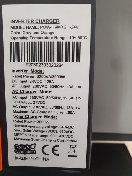 Інвертет POWMR 3200Вт 24в
