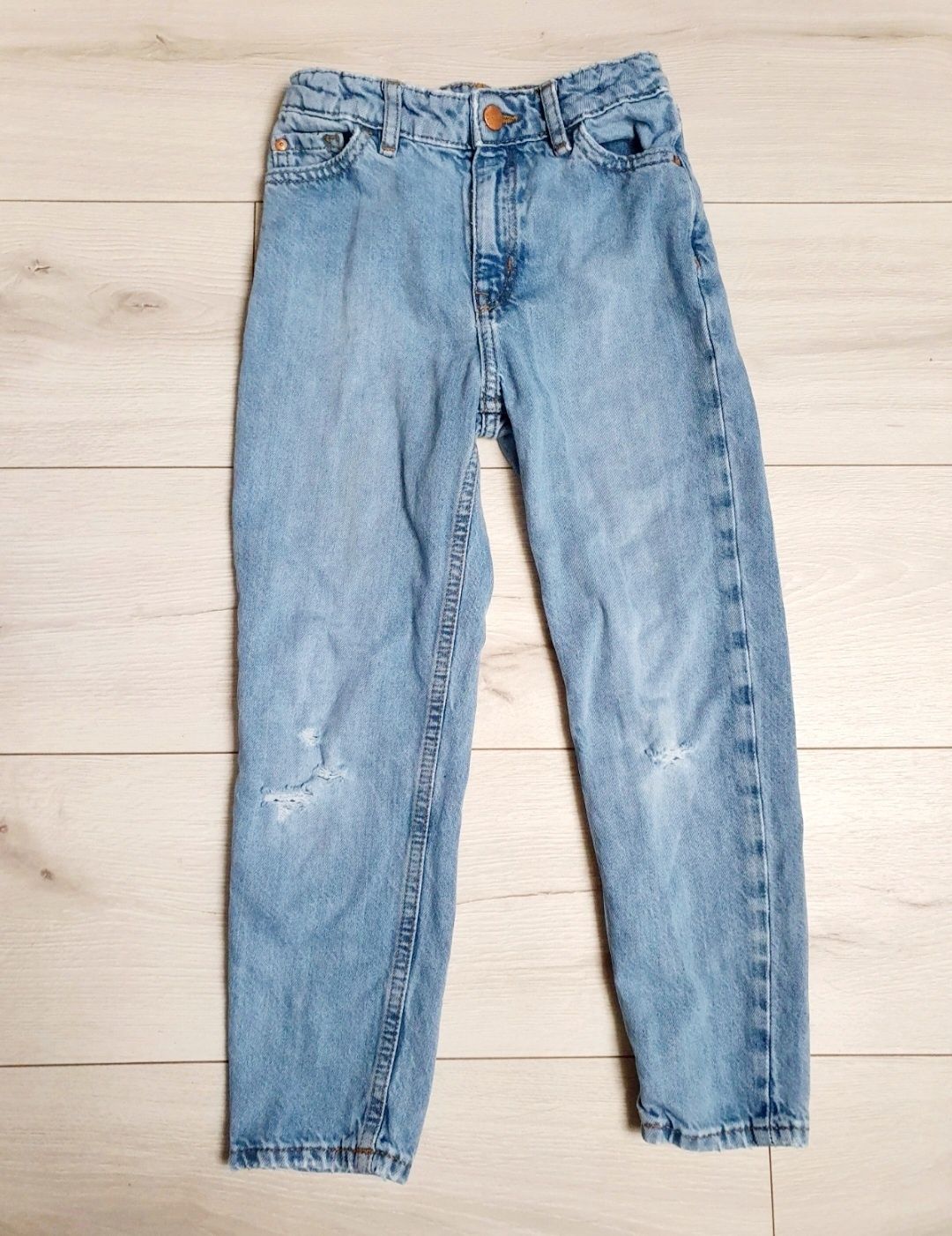 Piekne jeansy Mom Fit r Lindex r 128 z dziurami