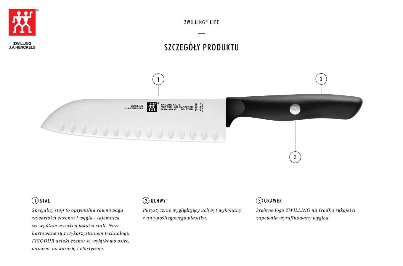 Nóż Santoku 18cm Life Zwilling Nowy