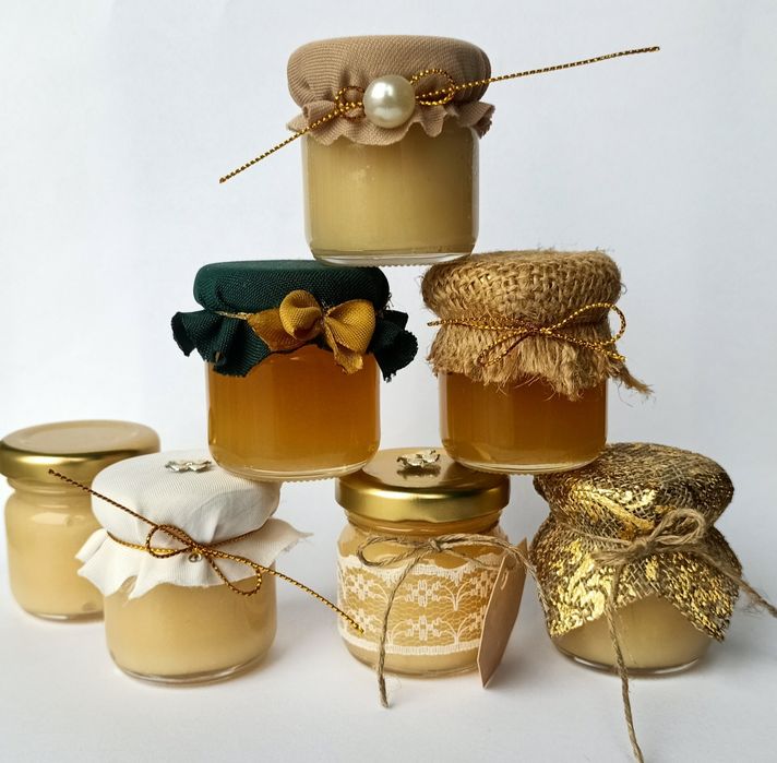 Podziękowania dla gości słoiczki z miodem miód z logo mini miodki 40ml