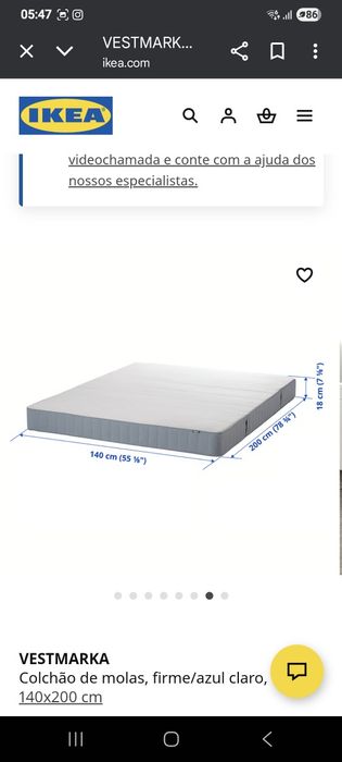 Cama de casal 2m por 1.40m com colchão.