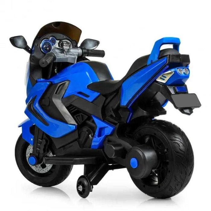 Синій дитячий електромотоцик з підсвіткою / Детский электромотоцикл