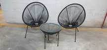 Conjunto 2 Cadeiras Acapulco + Mesa com Vidro – Estilo Retro / Jardim