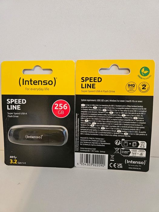 Флеш-накопичувач Intenso Speed ​​​​Line USB 3.2 Gen 1x1 256 ГБ, чорний