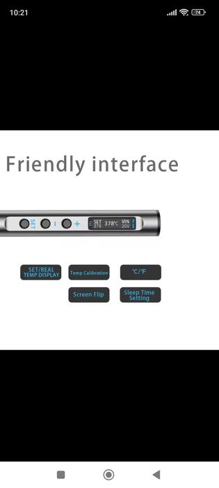 Паяльник PTs-100 PD65w/DC 72w жало тип Т12